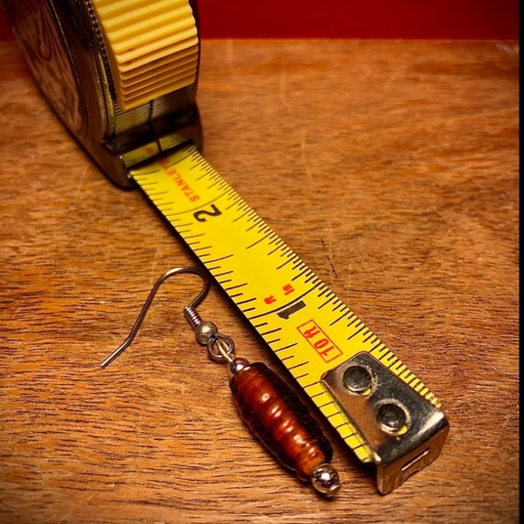Handmade Boho style Brown Glass Dangle Earrings - Picture 6 of 6